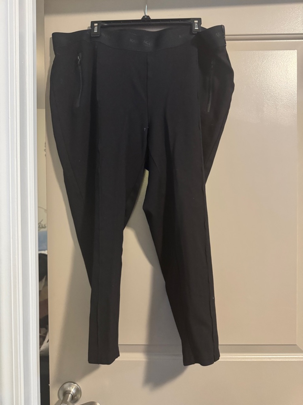 Karl Lagerfeld Women's Black Tailored Pants with Zip Pockets